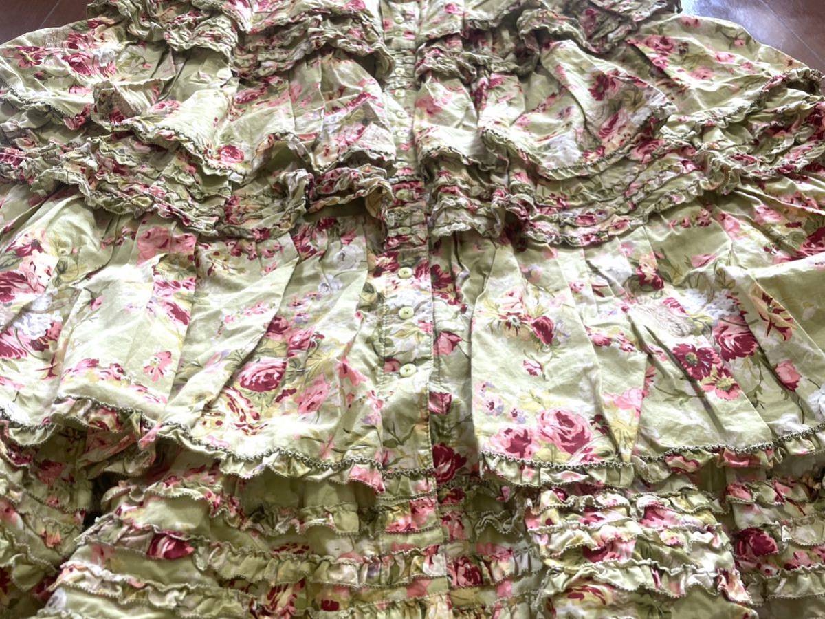 PINK HOUSEピンクハウス 前ボタン 段々スカート ティアード 花柄