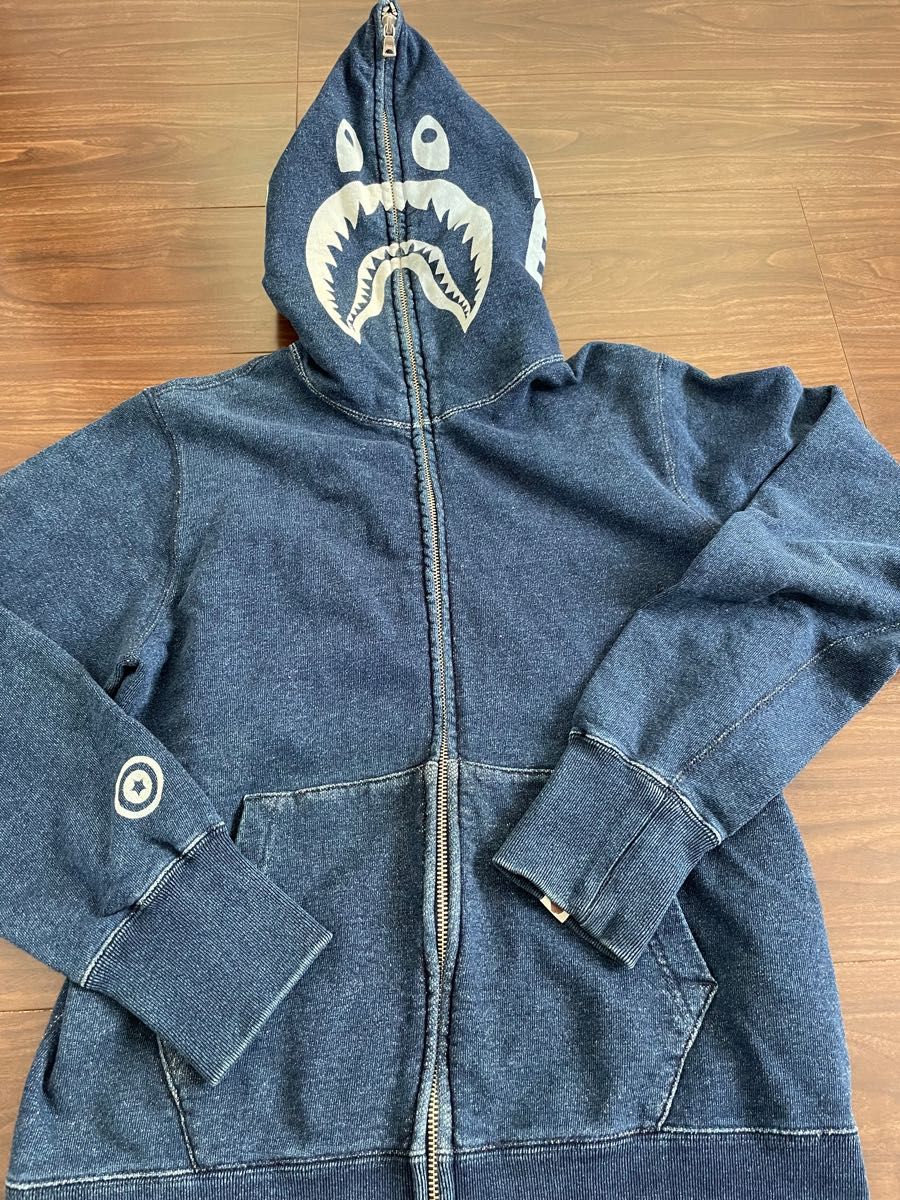 A BATHING APE シャークパーカーSサイズ INDIGO SHARK FULL ZIP A BATHING APE シャークパーカーSサイズ INDIGO SHARK FULL ZIP