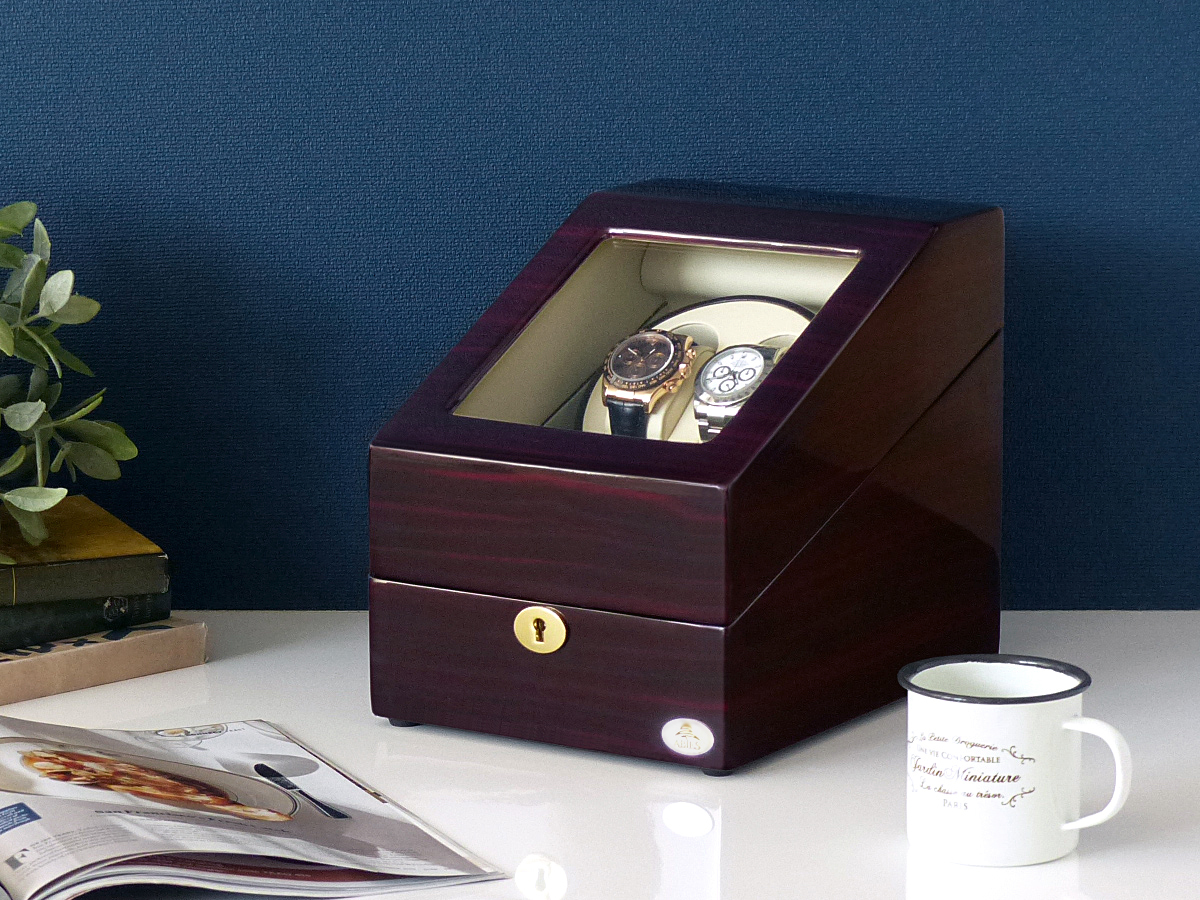 ABIES アビエス ワインディングマシーン 2本巻 ゼブラウッド 時計 1年保証 腕時計用ケース 収納