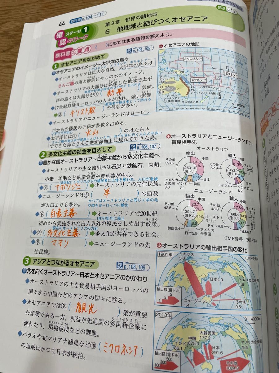 【常時5%付与&条件付+10%相当】中学教科書ワーク社会地理 教育出版版中学社会 【条件はお店TOPで】