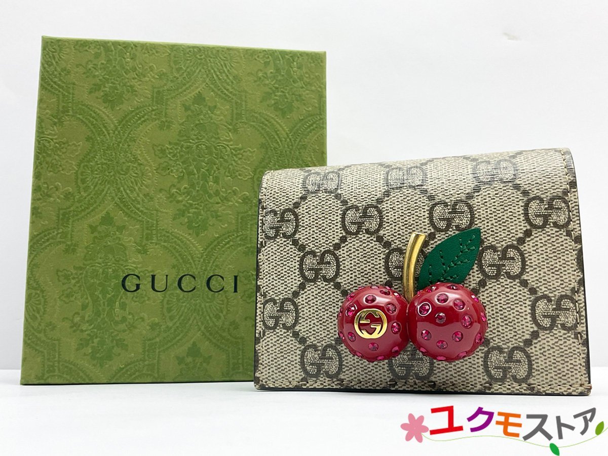 超美品 ◇ GUCCI グッチ 財布 GGスプリーム クリスタル製チェリー