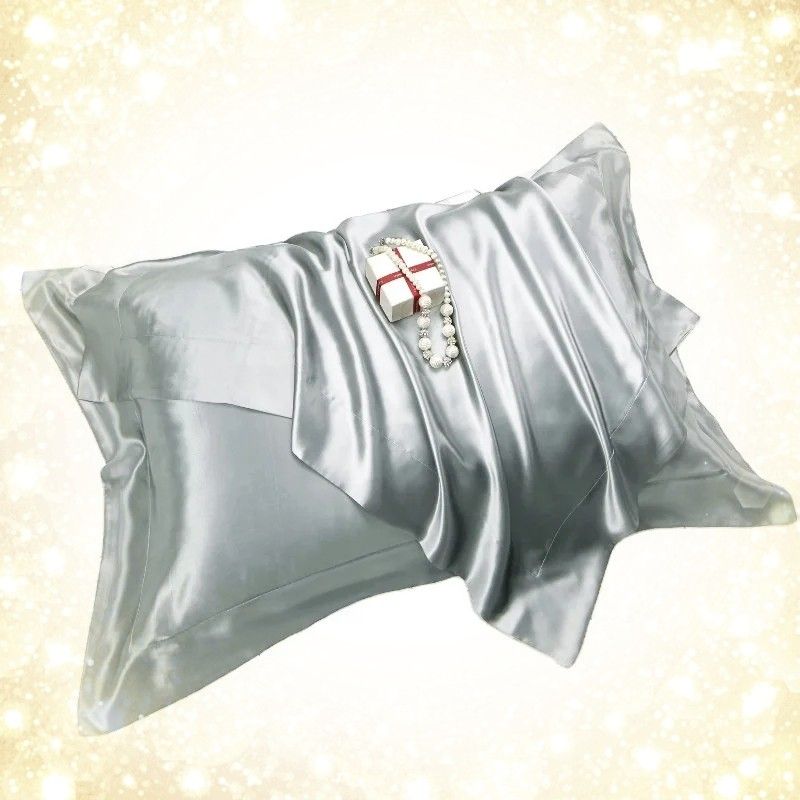 シルク枕カバー ホテル品質シルク100% 両面 美髪43cm×63cm シルバー