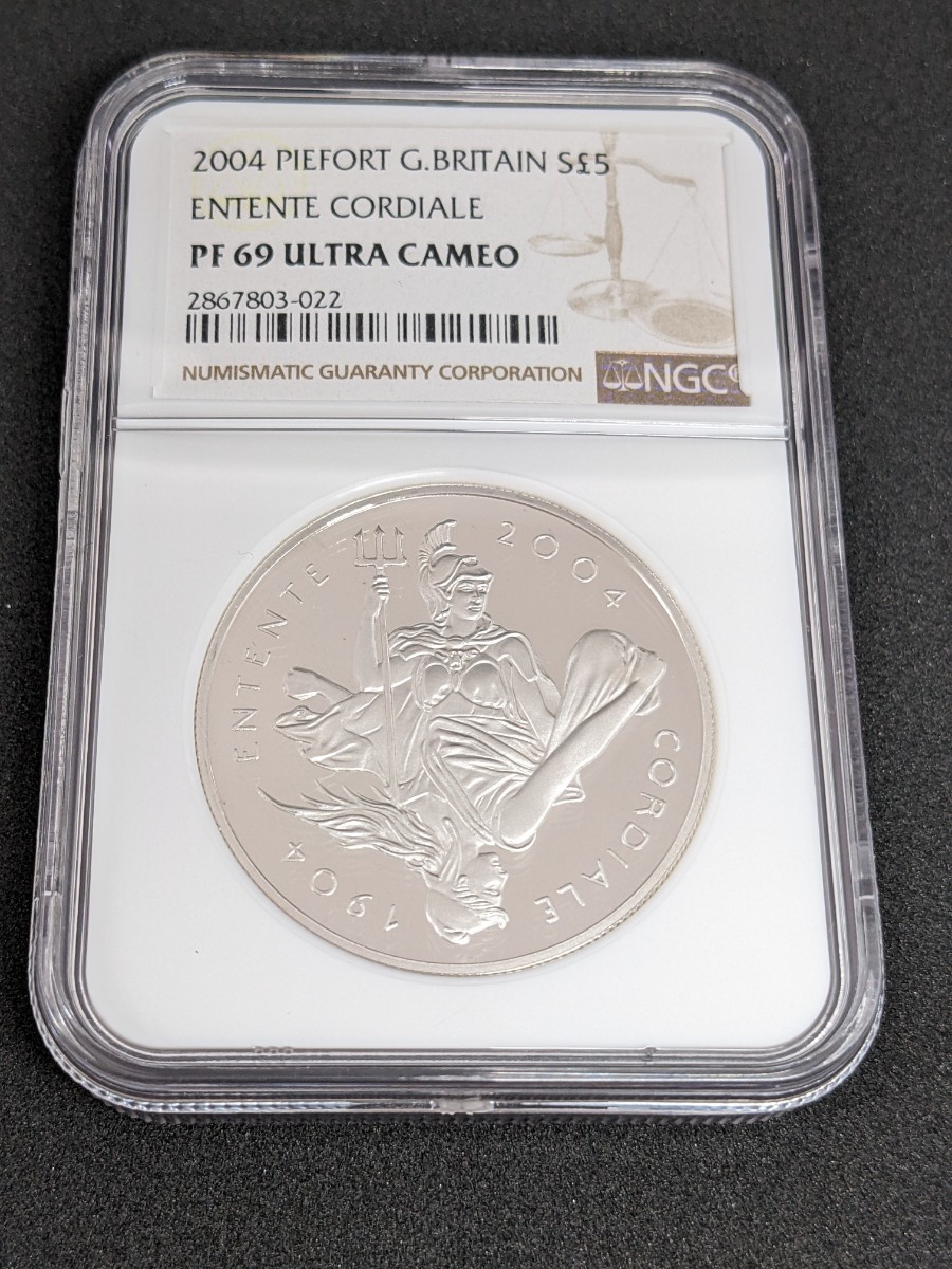 NGC PF69UC 英仏協商調印100周年記念ピエフォー銀貨 2004年-