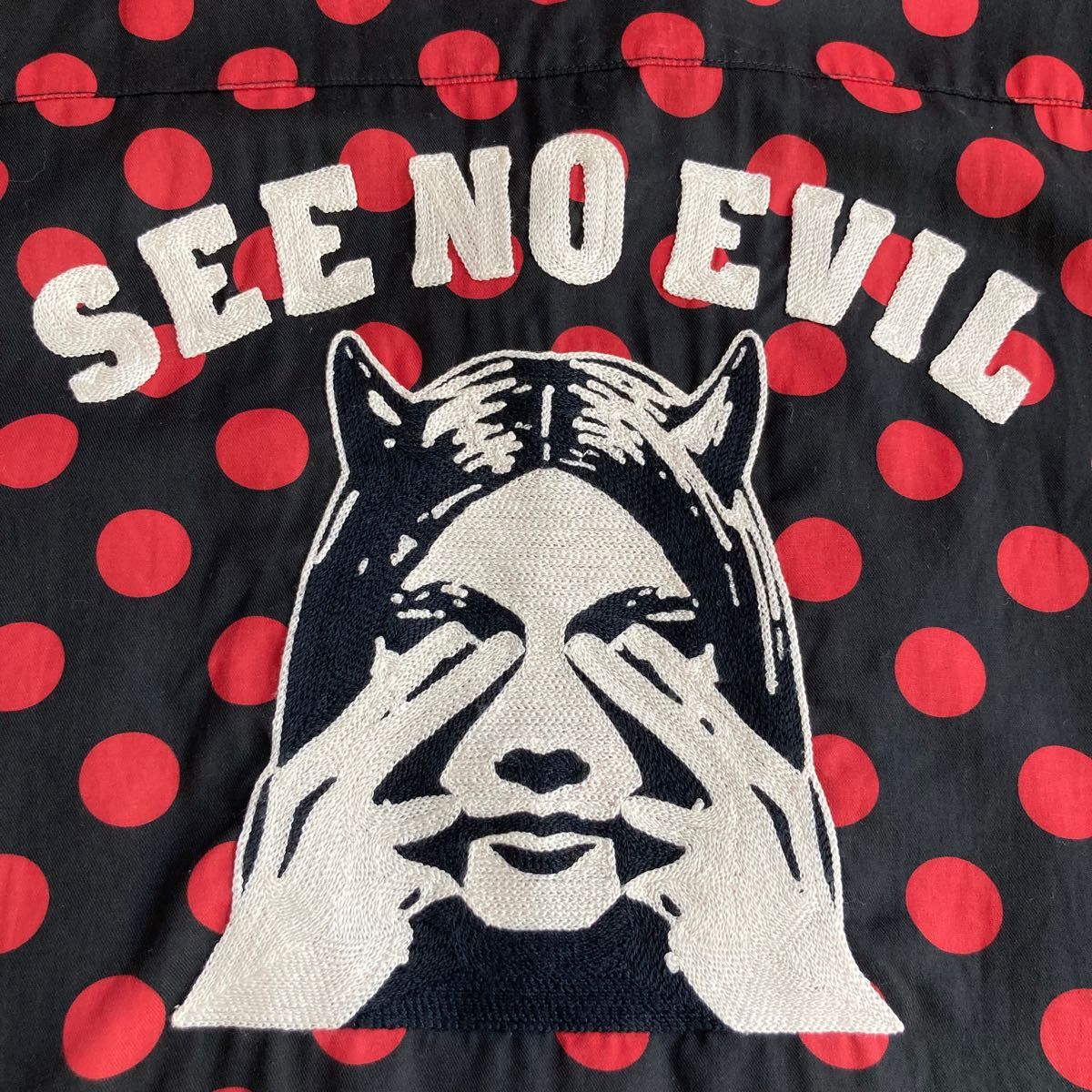 【希少】ヒステリックグラマー 両面刺繍ロゴガール入りドットシャツ オープンカラー