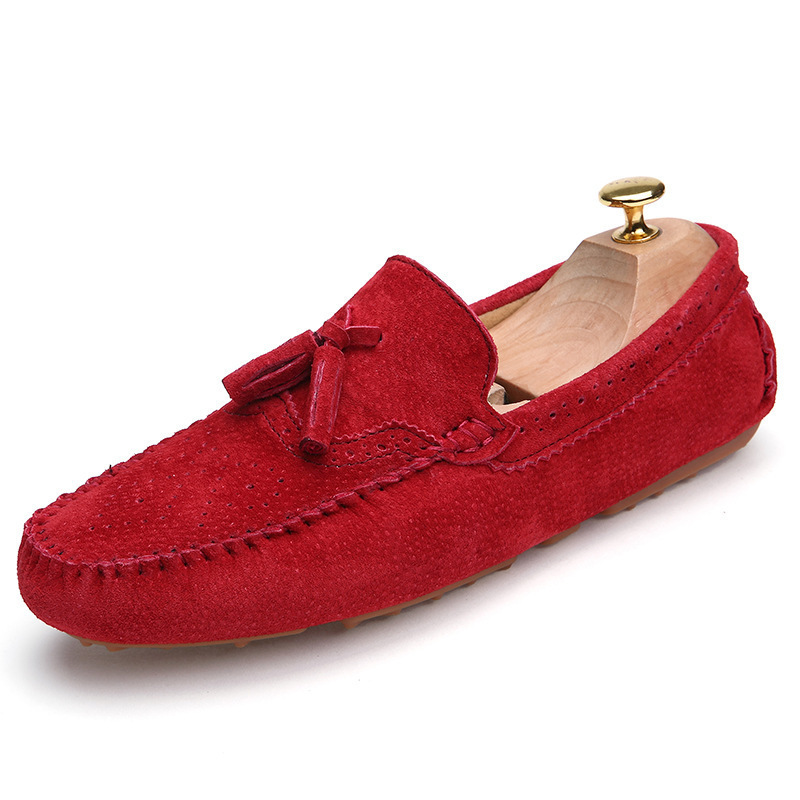  prompt decision # Loafer slip-on shoes men's shoes cow leather driving shoes original leather suede leather tassel ventilation 6 color red selection 25cm