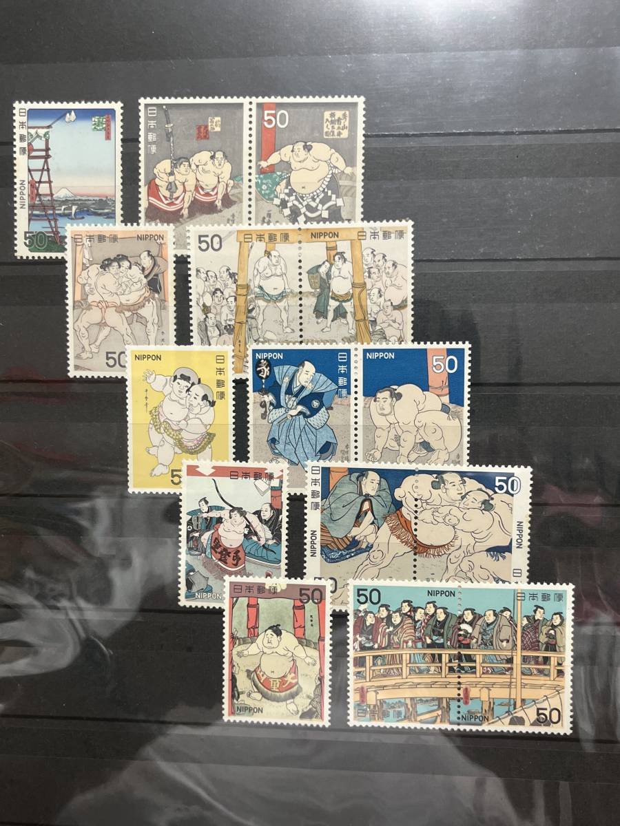 特殊切手 相撲絵シリーズ 15種15枚の画像1