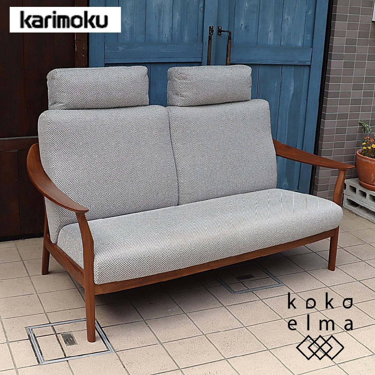 karimoku／カリモク家具 2Pソファ リビング 花柄 ファブリック 美品