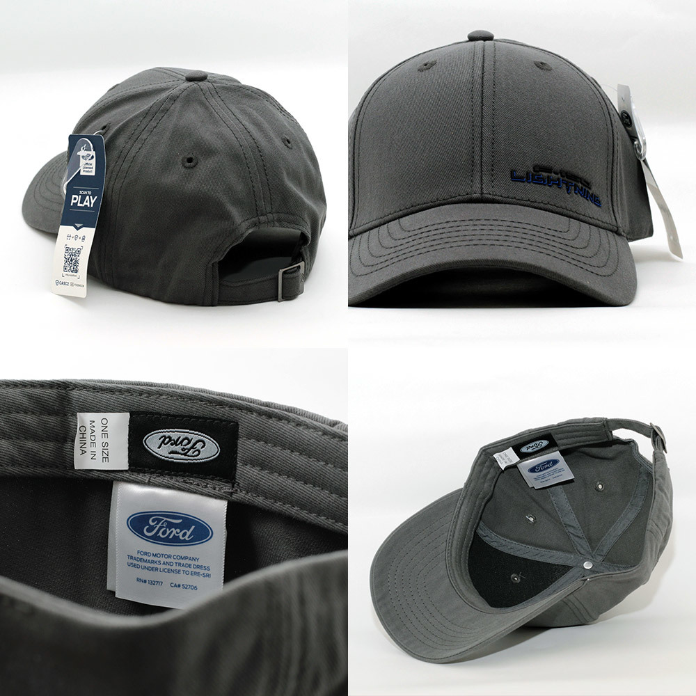 ローキャップ 帽子 メンズ フォード Ford Lightning Logo Slide-back Hat チャコール FD201731-CHAR USA アメ車 モータースポーツ