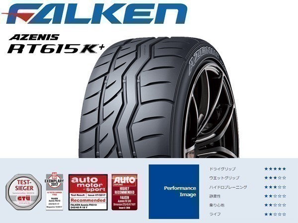 215/45R17 2本セット(2本SET) FALKEN(ファルケン) AZENIS (アゼニス) RT615K+ サマータイヤ (送料無料 新品)_画像1