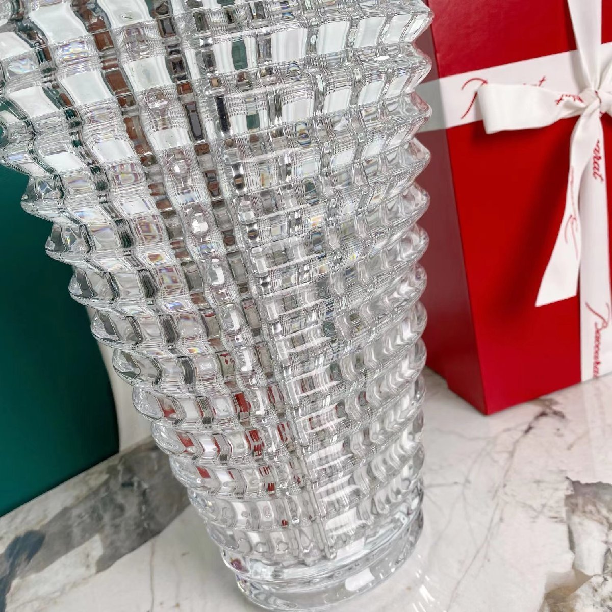 バカラ Baccarat 花瓶 クリスタルガラス クリア 花瓶 美品 小物 L