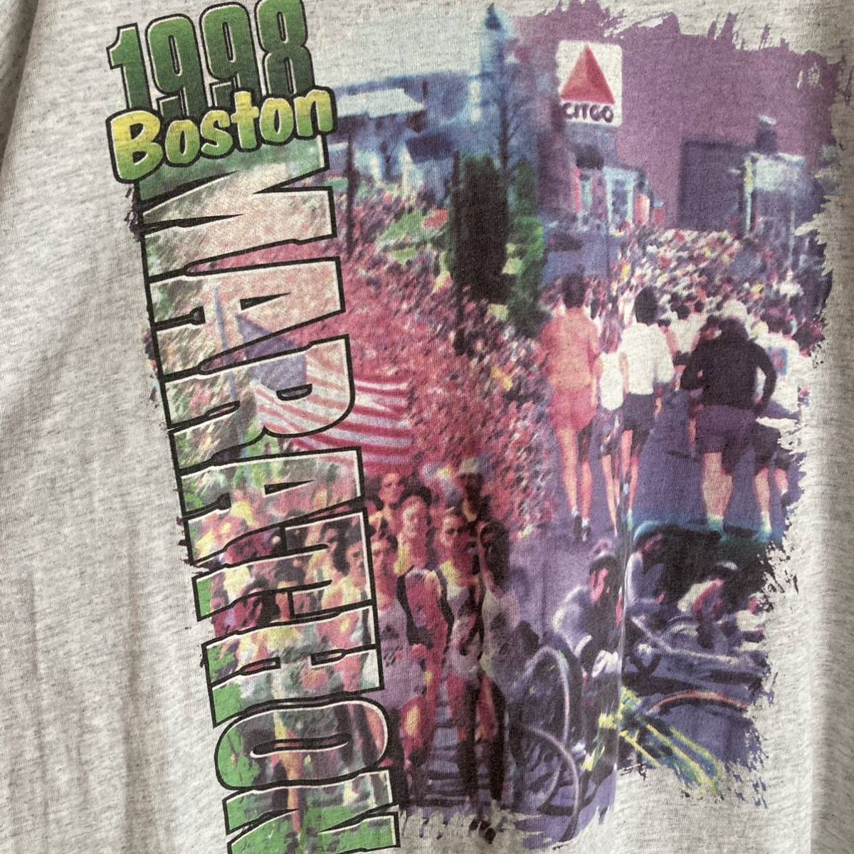 Hanes 90s USA製 半袖Tシャツ L 1998年 ボストンマラソン プリントTシャツ 半袖Tシャツ ヘインズの画像4