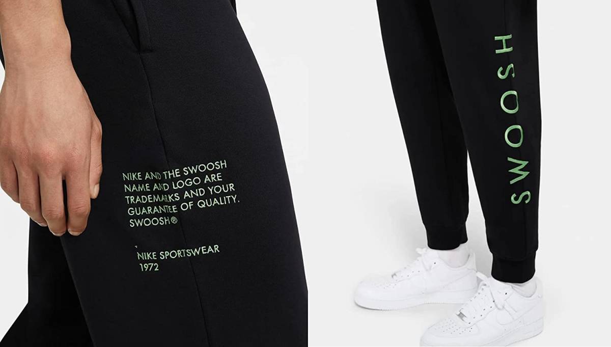 L Nike NSW SWOOSH Crew jogger pants top and bottom set inspection embroidery sushu sweat French Terry free strainer black / black 