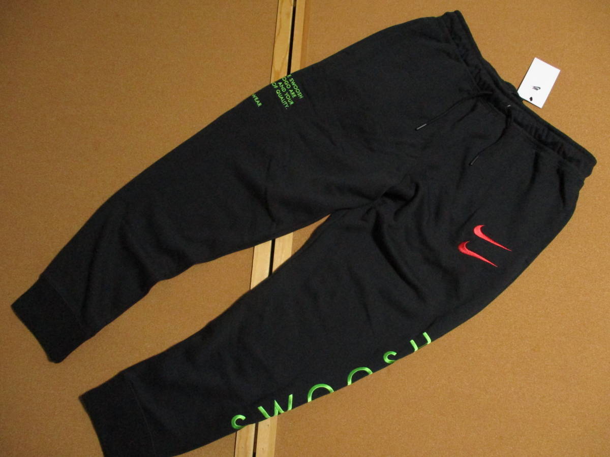 L Nike NSW SWOOSH Crew jogger pants top and bottom set inspection embroidery sushu sweat French Terry free strainer black / black 