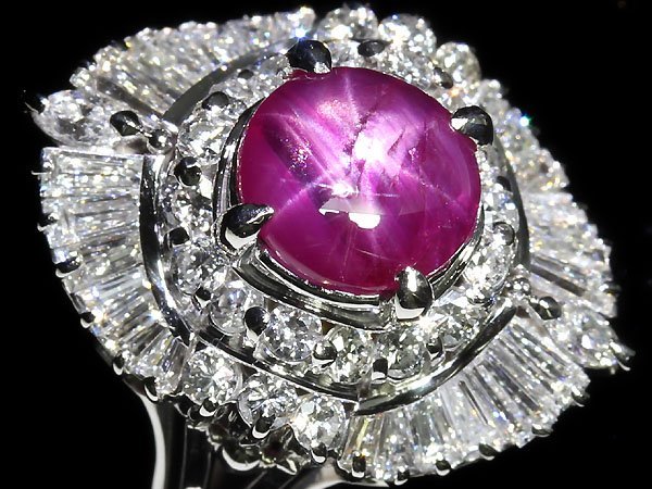 8667S【1円～】新品【RK宝石】≪Star Ruby≫ 極上非加熱スタールビー 大粒1.65ct!! 極上ダイヤモンド 総計0.91ct Pt900 高級リング ダイヤの画像3