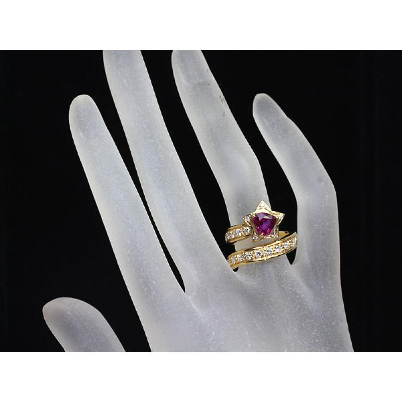 買蔵 ルビー 1.17ct ダイヤモンド 総計0.65ct リング 12号