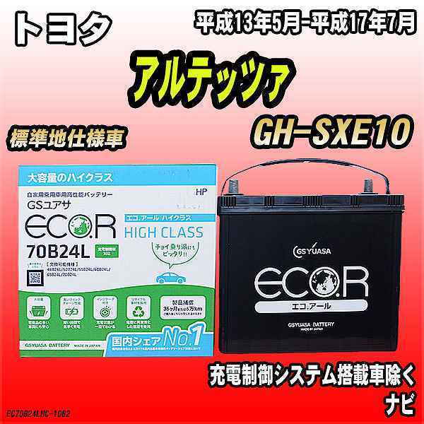 バッテリー GSユアサ トヨタ アルテッツァ GH-SXE10 平成13年5月-平成17年7月 EC70B24LHC