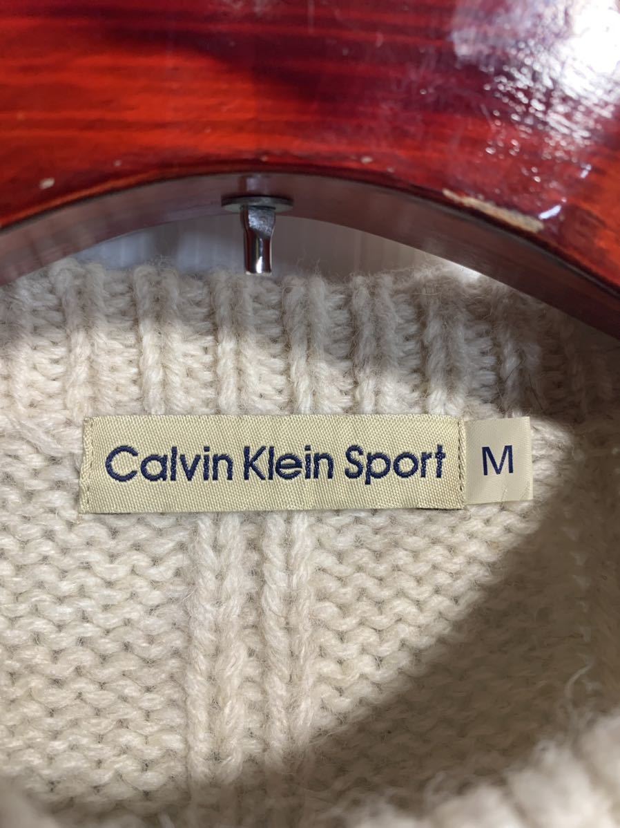 90\'s Vintage Calvin Klein Sport Calvin Klein Hong Kong производства neitibneitivu народные обычаи рисунок шерсть вязаный свитер M белый 