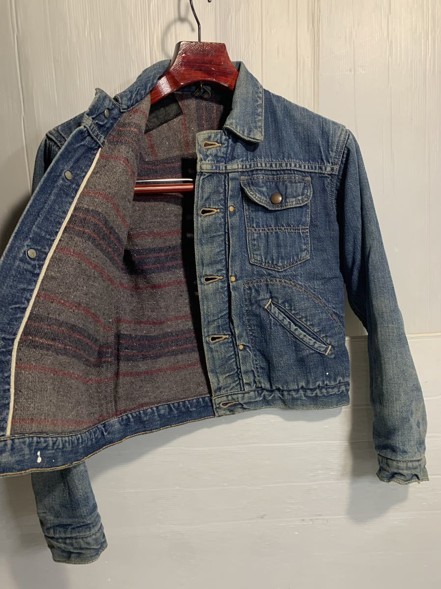 60\'s Vintage WRANGLER Wrangler?.. color .. Denim red ear & blanket 8MJL? Denim jacket denim jacket G Jean 