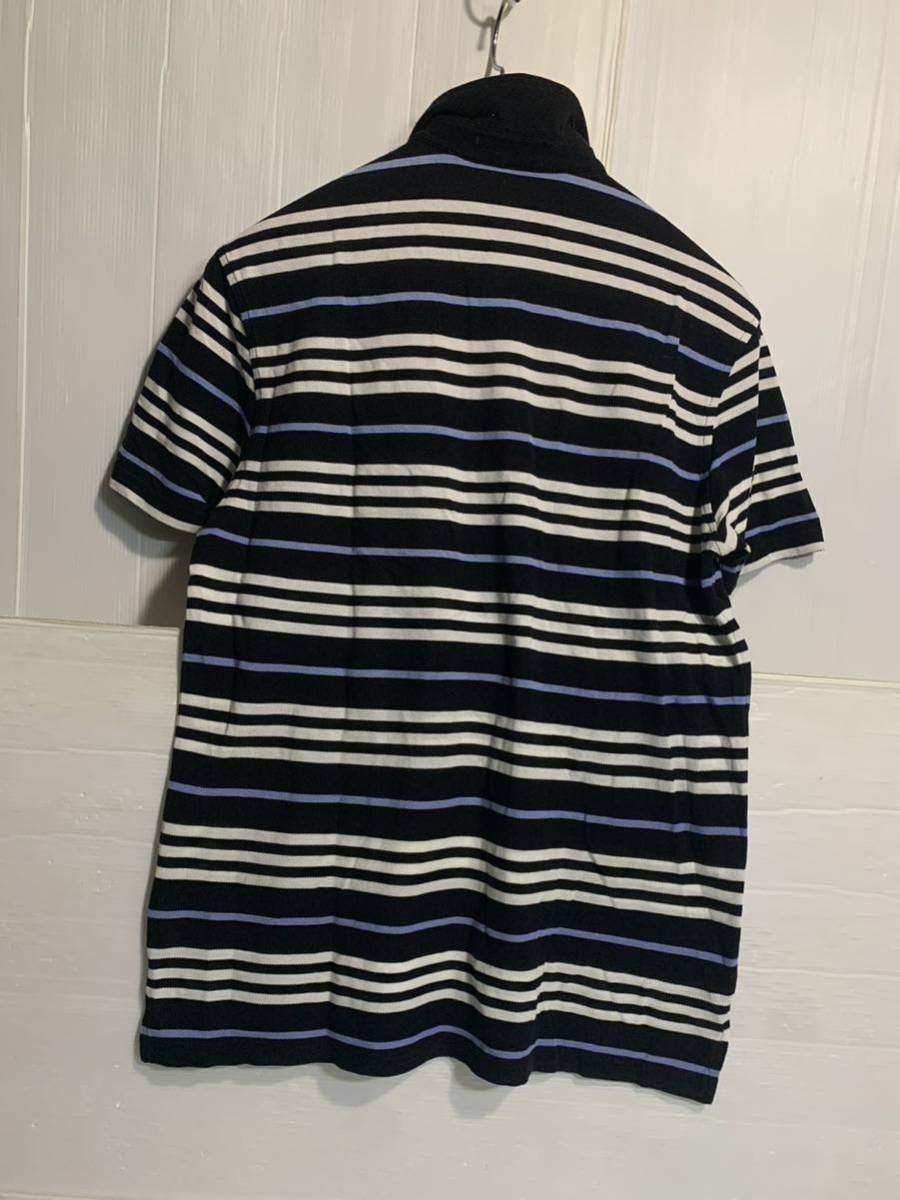 BURBERRY BLACK LABEL バーバリー ブラックレーベル 三陽商会 ホース刺繍 黒×白×青紫 ボーダー ポロシャツ 2 M程度の画像5