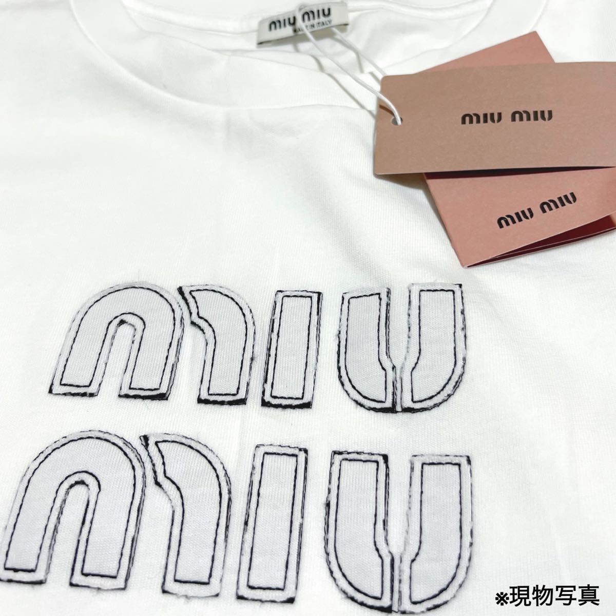 新品】 MiuMiu(ミュウミュウ)コットンTシャツ Mサイズ|Yahoo 新品】 MiuMiu(ミュウミュウ)コットンTシャツ Mサイズ|Yahoo