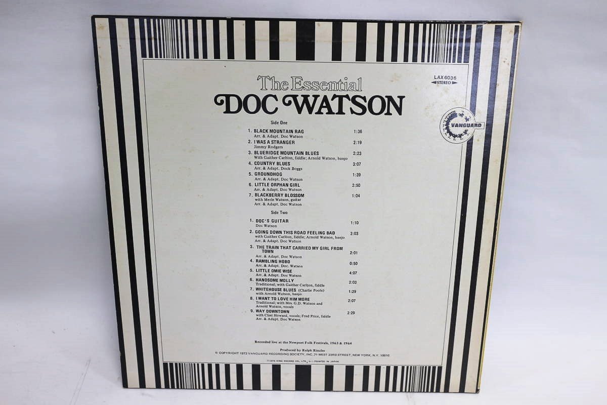 [TK0099R] LP The essential Doc Watson/Live at newport folk festival 盤面良好 国内盤 ライナーノーツ 解説：島田耕 バンガード_画像3