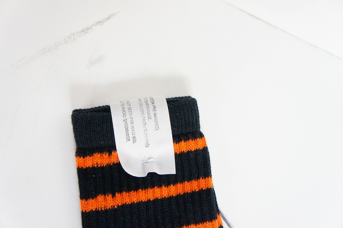  новый товар UNUSED Anne б/у border socks окантовка носки носки UH0330 чёрный черный × orange размер 8-10 502N