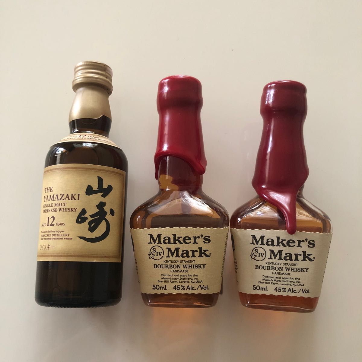 山﨑12年ミニボトル50ml メーカーズマークミニボトル50ml×2 山﨑12年ミニボトル50ml メーカーズマークミニボトル50ml×2