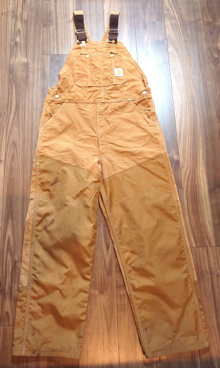 ★格安スタート★【Carhartt 】★Vintage★　【 W38L30】 ワーク ペインター オーバーオール 【 キャメル 】古着 【デカサイズ】