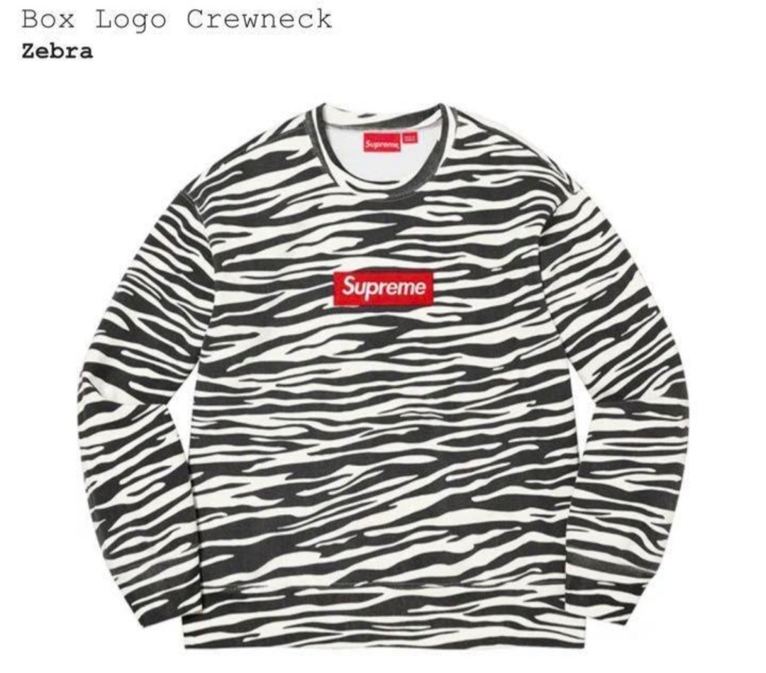 キムタク着 22FW Supreme Box Logo Crewneck Large Lサイズ Zebra