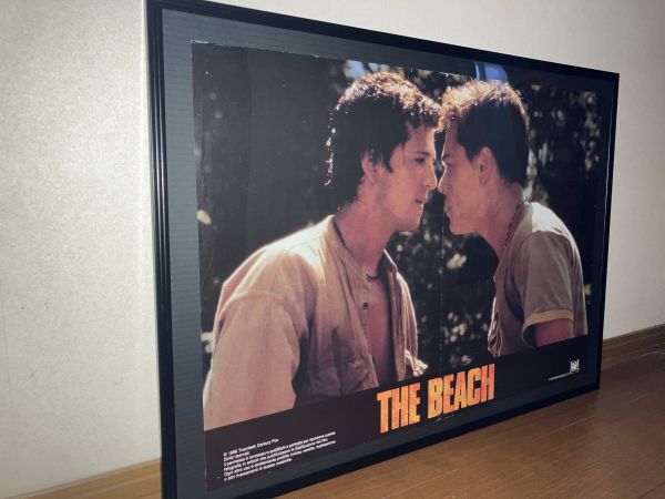 ★イタリア版オリジナル！！1999年製「ザ・ビーチ」The Beach 額付 ポスター レオナルド ディカプリオ カフェ CAFE 古着屋 古民家 喫茶店