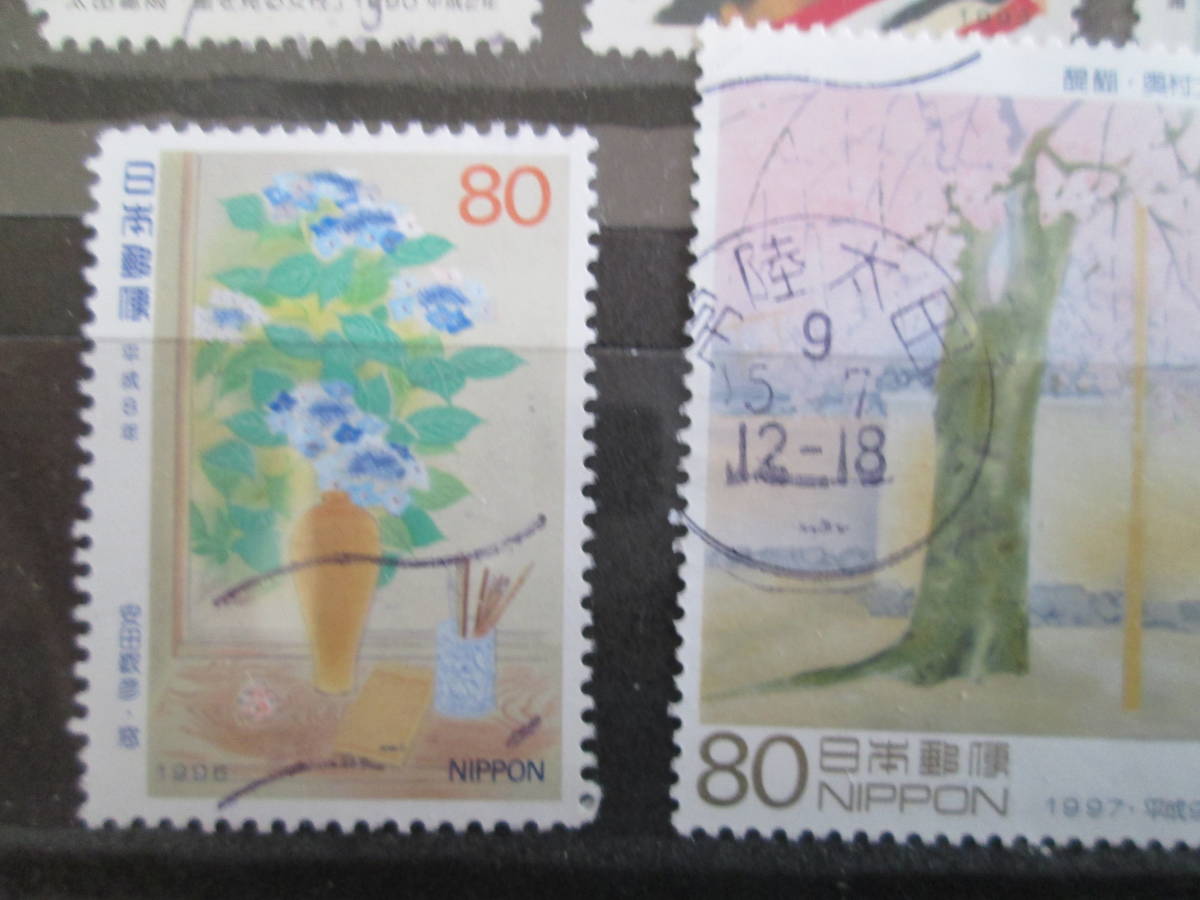  記念切手　使用済 　切手趣味週間　1990～'98　9年間のうち7年間の切手　　　62～80円　7種_画像4