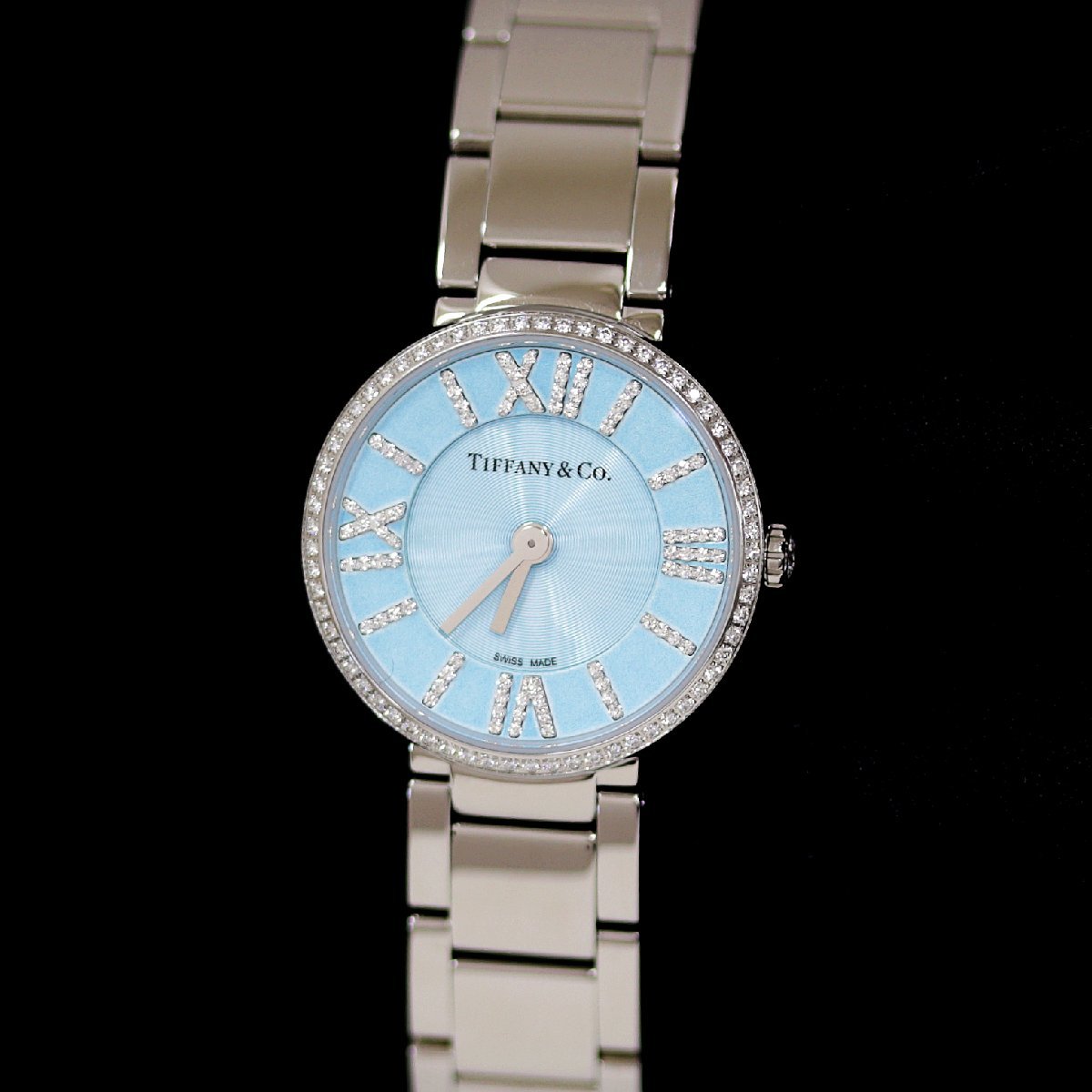  Tiffany Atlas 2 hand 63320803 wristwatch diamond bezel quartz lady's 