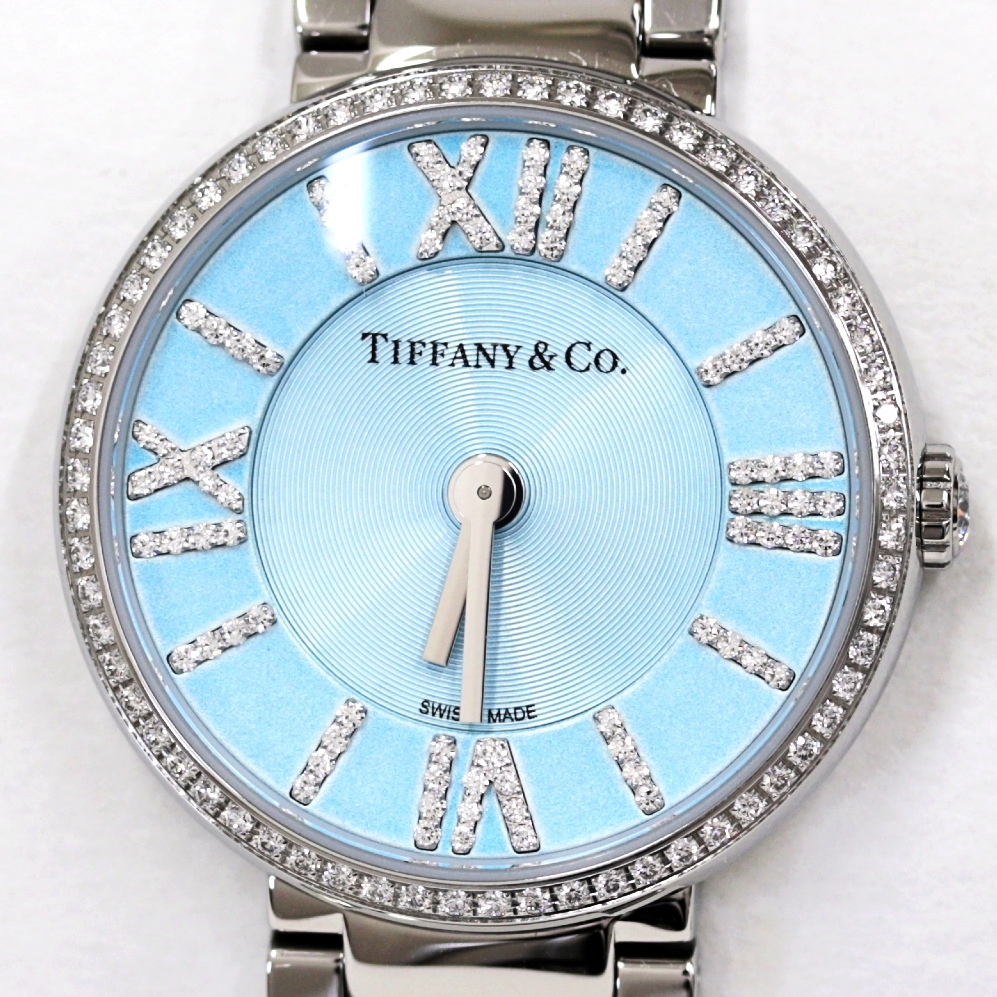  Tiffany Atlas 2 hand 63320803 wristwatch diamond bezel quartz lady's 