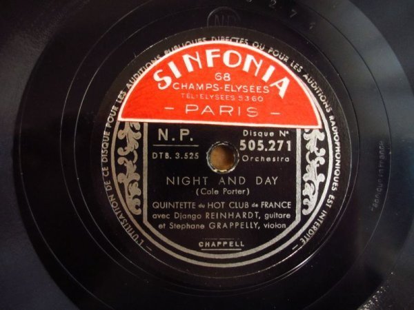 SP record / Jean go* line Hal to/ Django Reinhardt Quintette Du Hot Club De France / Undecided & Night And Day / Brunswick / 505.271