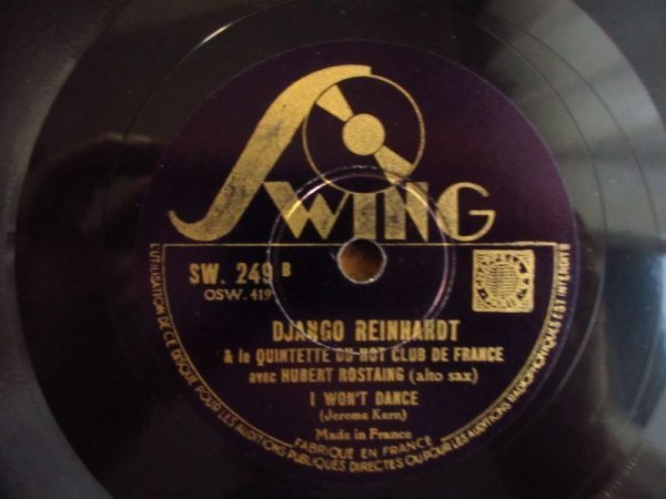 SP盤 ジャンゴラインハルト Django Reinhardt Le Quintette Du Hot Club De France On The Sunny Side Of The Street I Won't Dance Swing_画像2