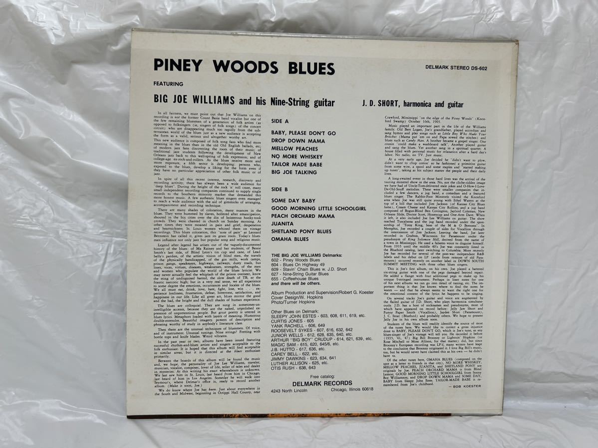 ●H434●LP レコード BIG JOE WILLIAMS/PINEY WOODS BLUES/DELMARK DL-602 ビッグ・ジョー ウィリアムズ US盤_画像2