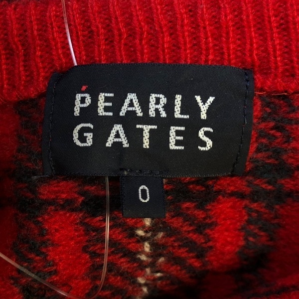 パーリーゲイツ PEARLY GATES 長袖セーター サイズ0 XS - レッド×黒×白