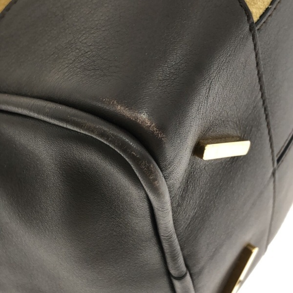 ロエベ LOEWE ハンドバッグ アマソナ スエード×レザー ベージュ×ダーク