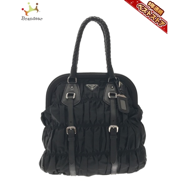 プラダ PRADA トートバッグ BN1332 - ナイロン×レザー 黒 編み込み
