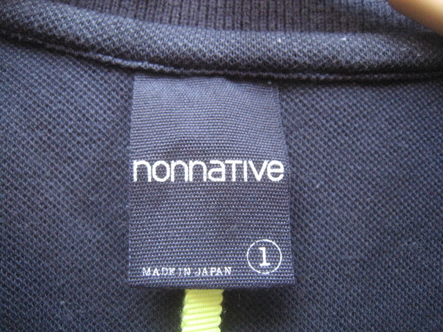 高級日本製!!ノンネイティブ NONNATIVE*ロゴ刺繍 半袖ストレッチコットンポロシャツ 1 実寸S 紺 ネイビー_画像4