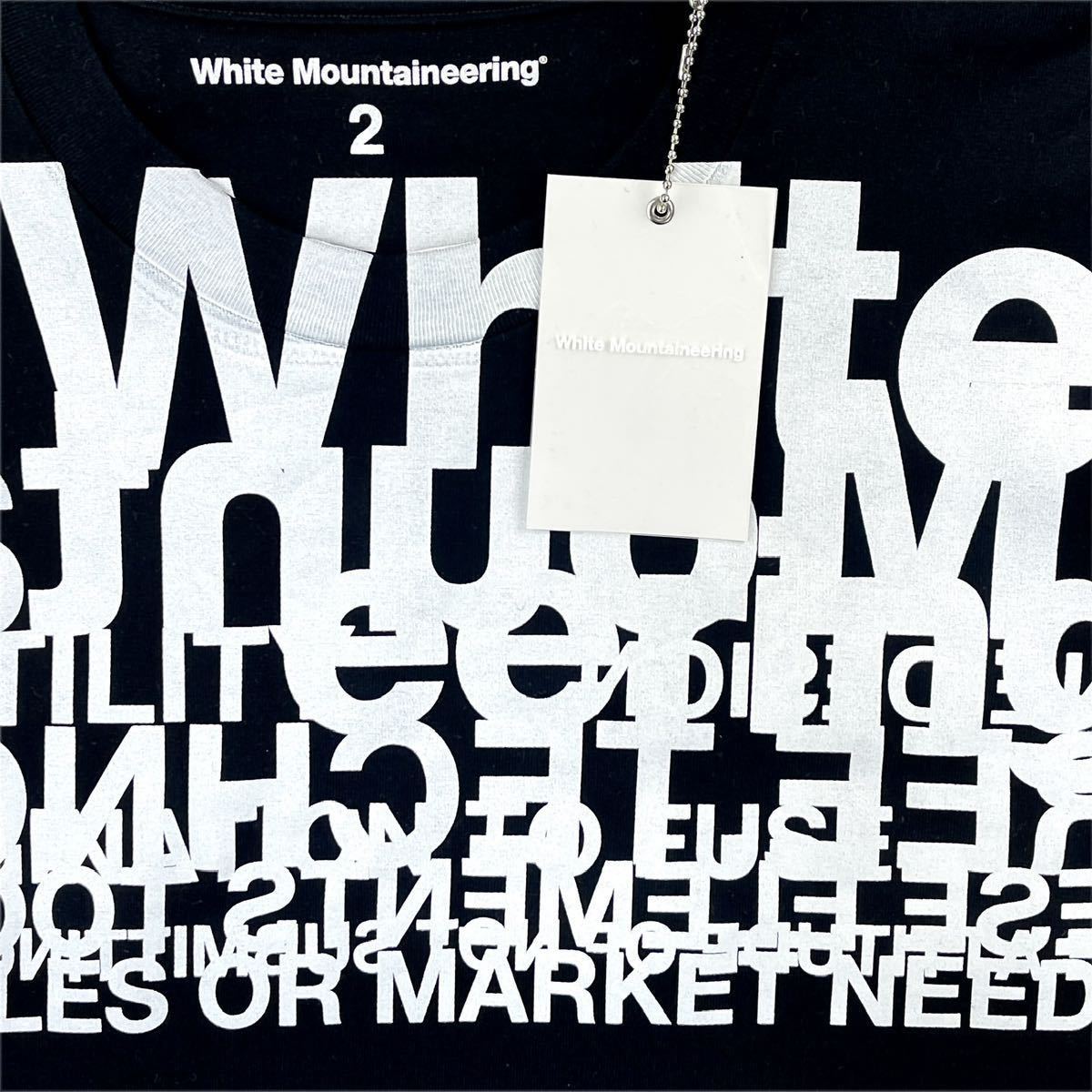 新品 ホワイトマウンテニアリング White Mountaineering メッセージ Tシャツ ドメスティック 日本 デザイナーズ ブラック 黒 サイズ 2 M〜L