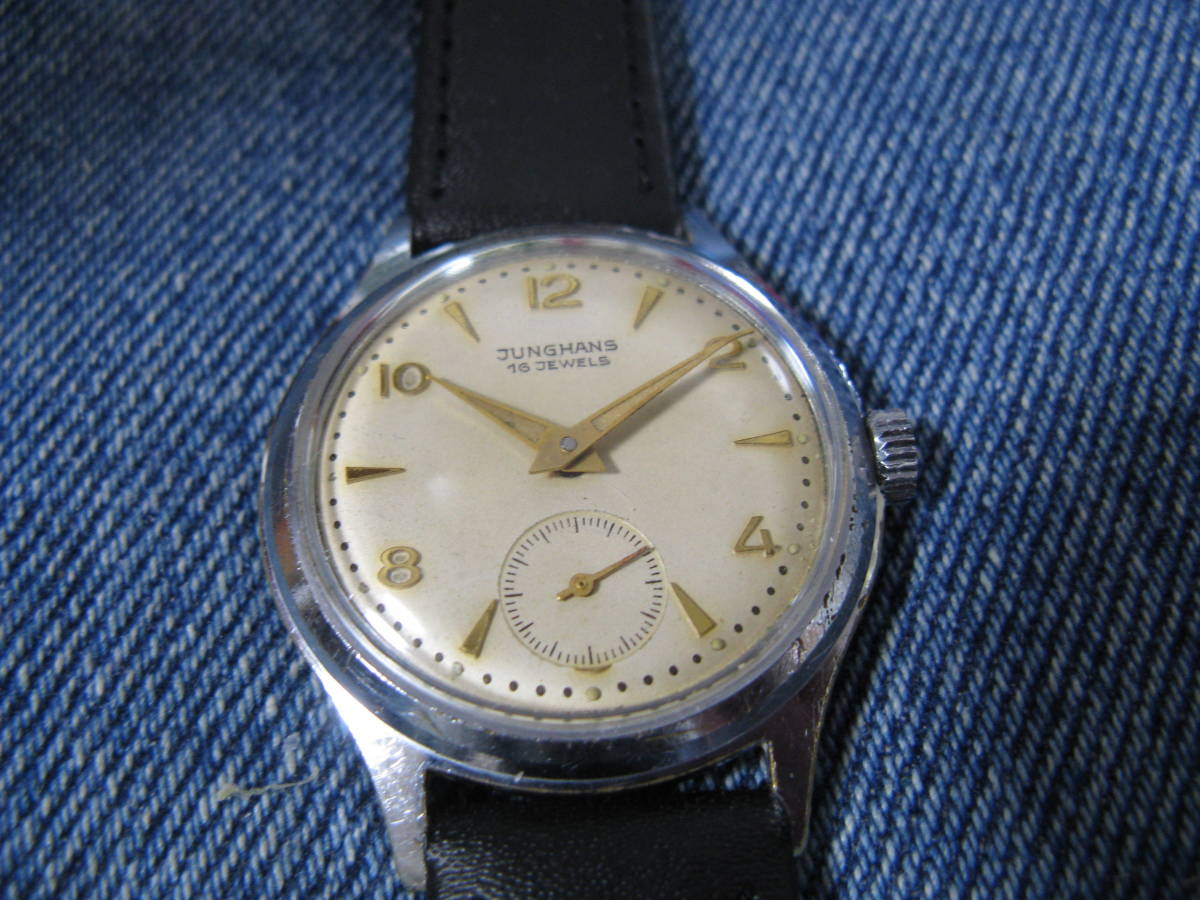 1950年代　JUNGHANS　ユンハンス　31mm　注油済み　ドイツ製アンティーク手巻腕時計　稼働品