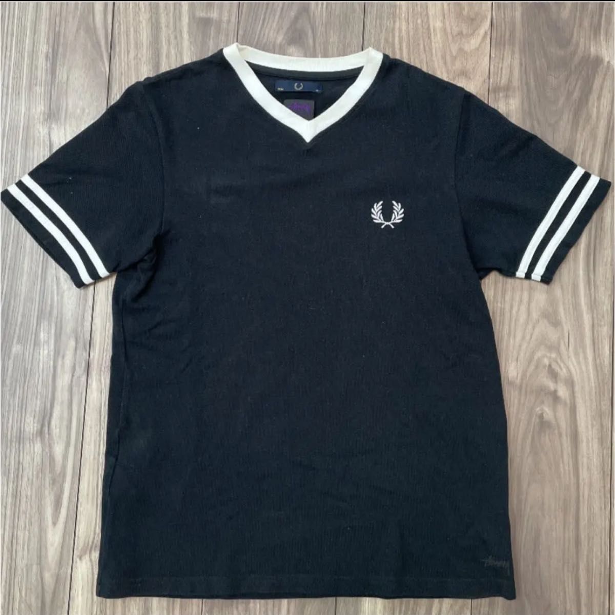 美品　フレッドペリー ステューシー ダブルネーム メッシュTシャツ　コラボ　fred perry stussy レア　西海岸