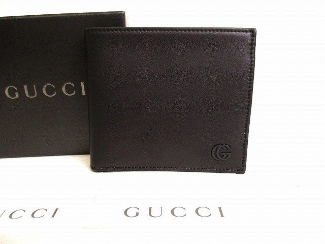 未使用保管品】 グッチ GUCCI GG ダブルG カーフレザー 2つ折り 財布 コンパクト財布 メンズ レディース