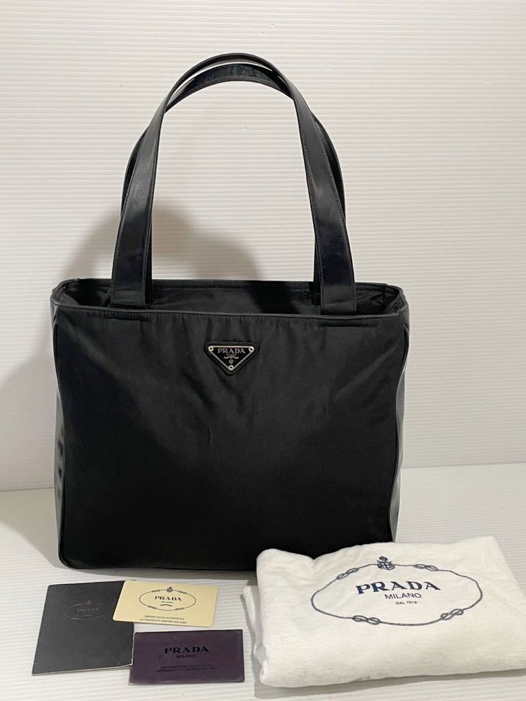 数量は多 ナイロン プラダPRADA 極美品 AA03☆ トート 黒三角プレート