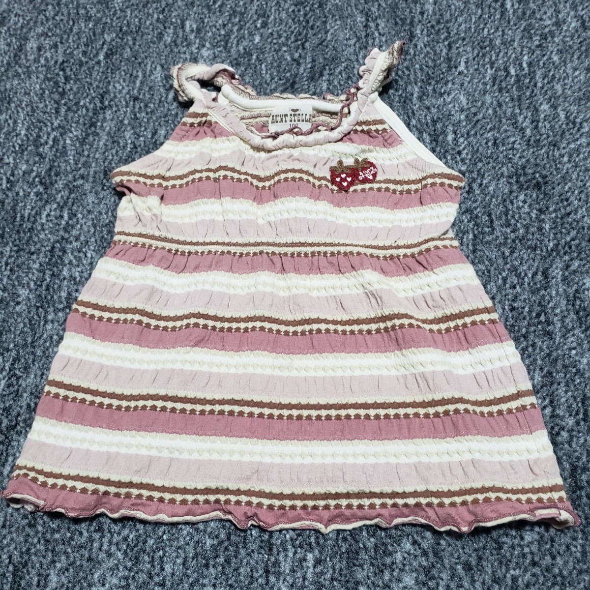 送料210円 Y8 ☆100円スタート☆ お洒落 古着 可愛い まとめて きれいめ 子供服 100 ワンピース チュニック いちご AUNT STELLS ベビー服 ドレス ロンパース 80cm
