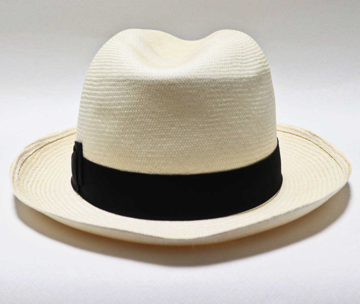 《Borsalino ボルサリーノ》新品 イタリア製 定価89,100円 春夏モデル 天然草 パナマハット 麦わら帽子 ミディアムブリム 58(M)A6119_画像4