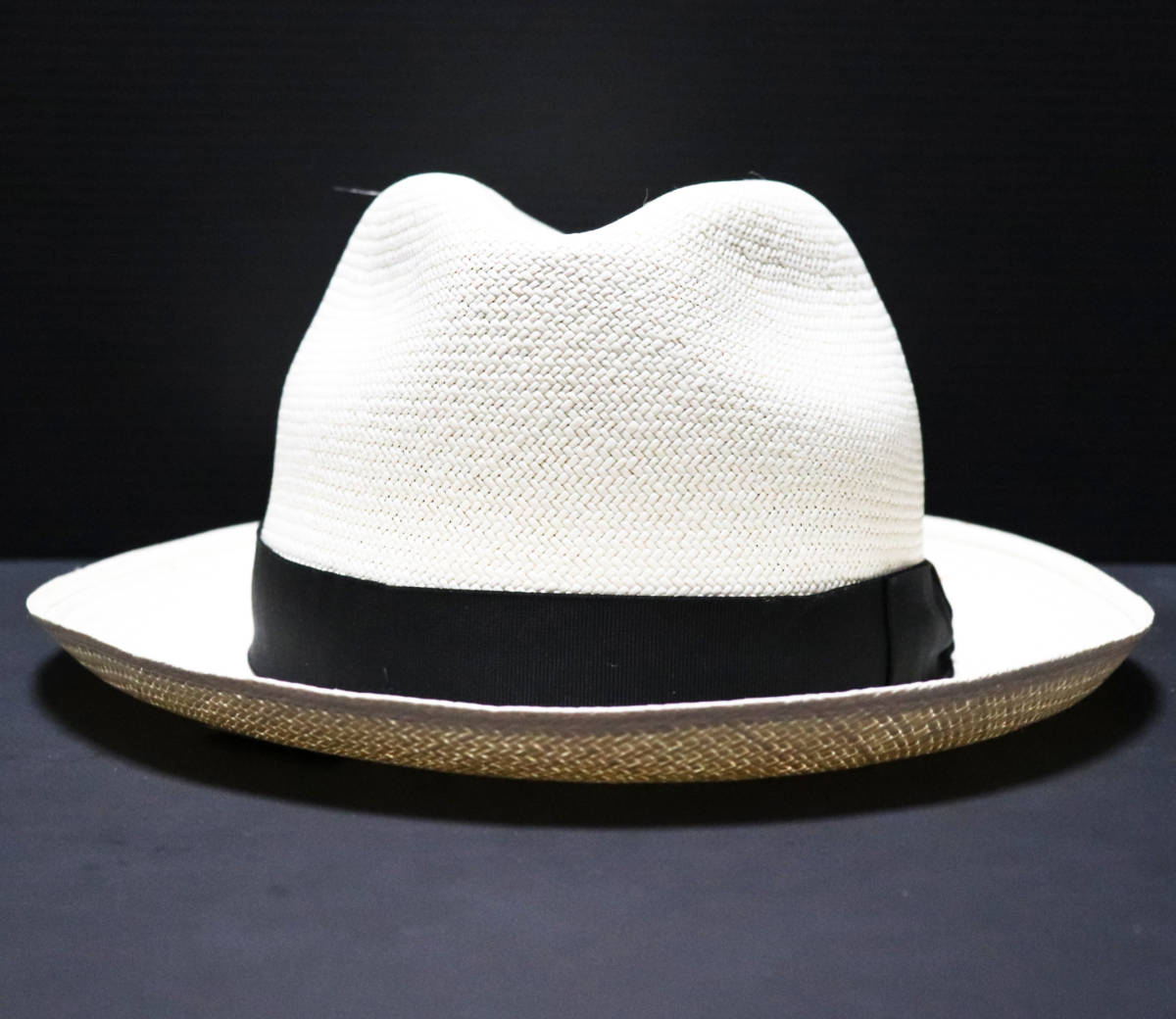 新品【ボルサリーノ】 高級パナマファインハット麦わら帽子ミディアムM