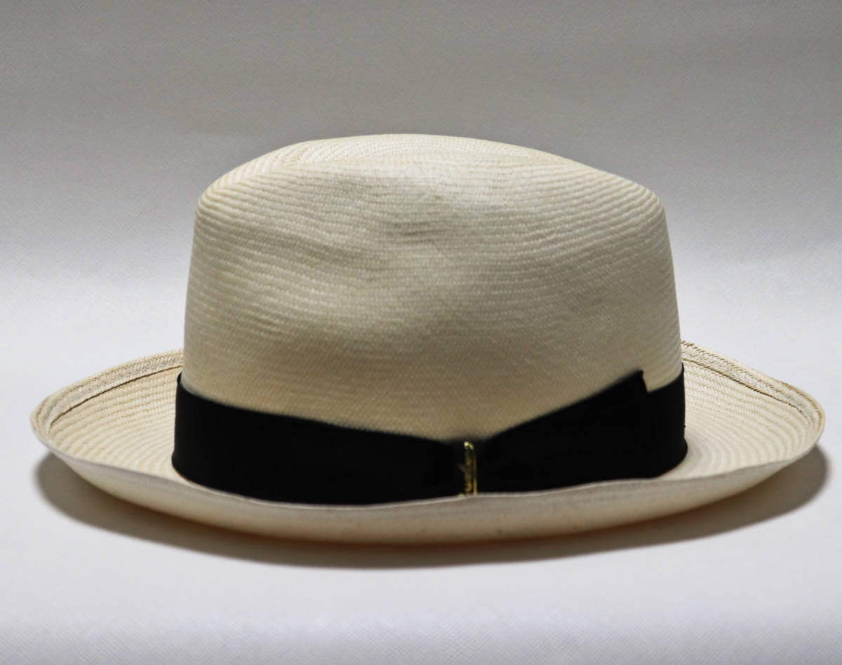 《Borsalino ボルサリーノ》新品 イタリア製 定価89,100円 春夏モデル 天然草 パナマハット 麦わら帽子 ミディアムブリム 58(M)A6119_画像3