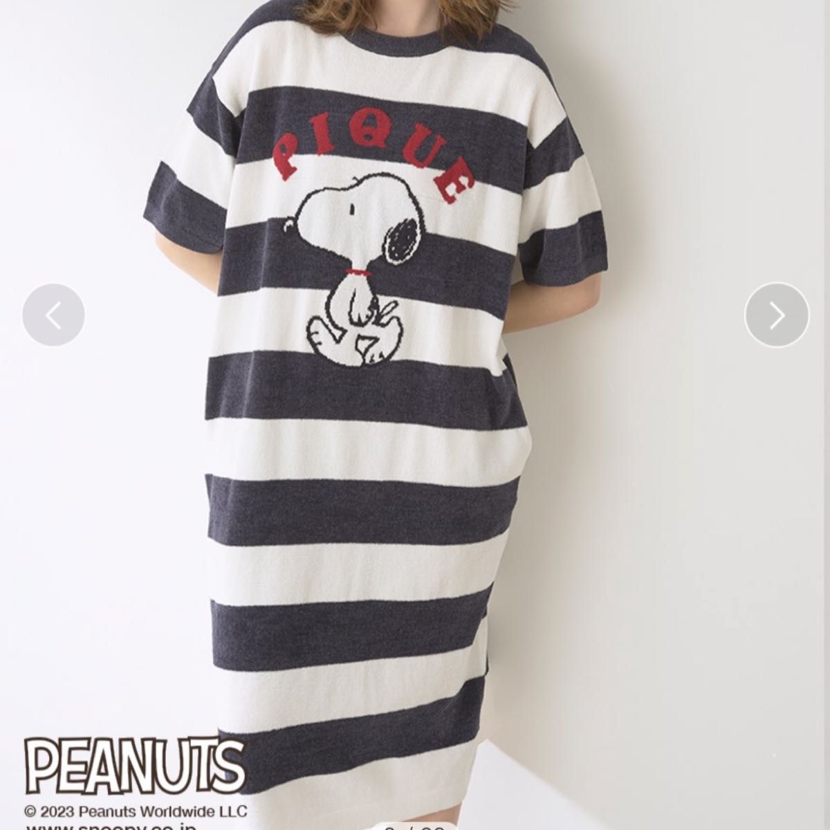 美品】今季 ジェラートピケ スヌーピー ワンピース ボーダー も 美品】今季 ジェラートピケ スヌーピー ワンピース ボーダー も